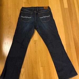 Lucky Brand Dark Indigo Bootcut Jeans with Light Blue Pocket Accent